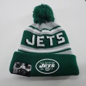 New Era NFL New York Jets Green Grey Pom Beanie Hat One Size NEW